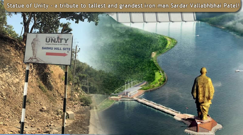 Statue of Unity at sadhu hill area by road