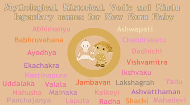 Mythological, Historical, Vedic and Hindu Legendary Names for new born start with letter A to Z with meanings!