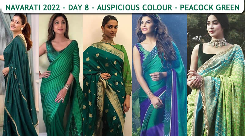 Navaratri colour 2022 Bollywood actresses Navratri colour Peacock Green