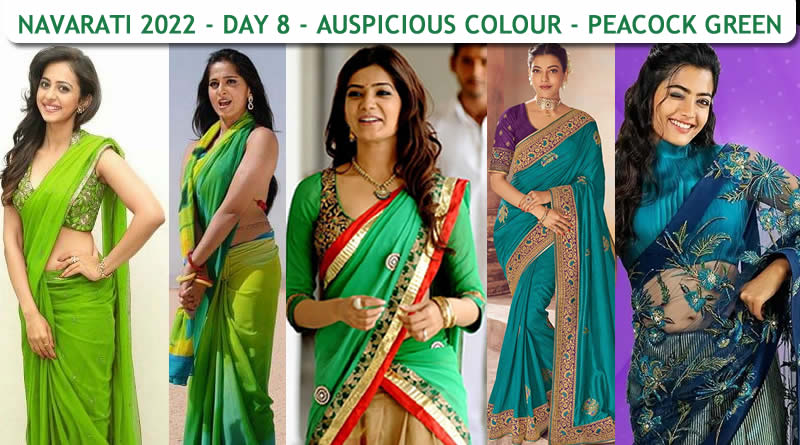 Navaratri colour 2022 South actresses Navratri colour Peacock Green