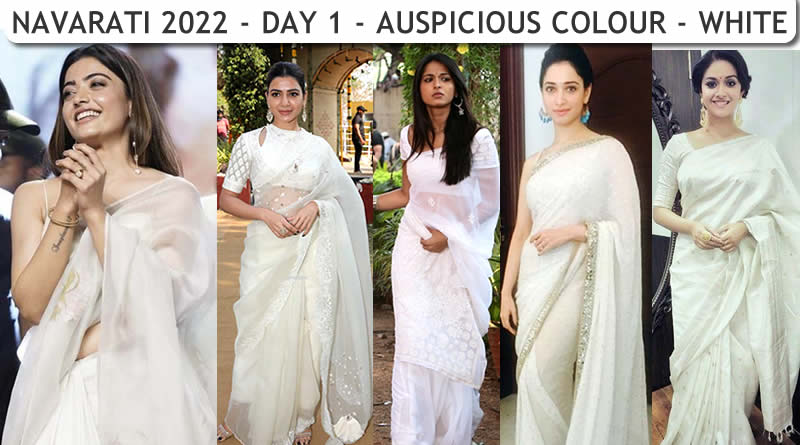 Navaratri colour 2022 South actresses in Navratri colour White